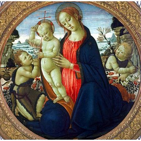 JACOPO del SELLAIO Madonna and Child with Infant, St. John the Baptist and Attending Angel France oil painting art